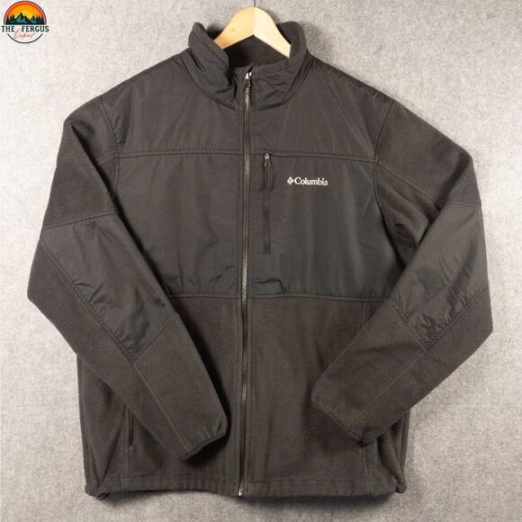 Columbia Field Gear Jacket Black Full-Zip Fleece Long Sleeve Gorpcore Men's XL - Picture 1 of 14